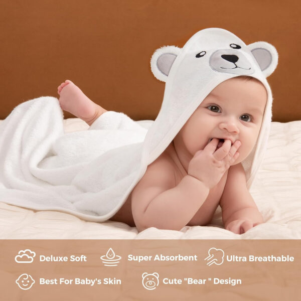 Momcozy Cute Elephant Hooded Baby Towel- 8 Piece Bath Essential, 2 x Towels and 6 x Wash Cloth Set- Perfect Shower Gift for Boys or Girls - Soft and Comfort for Newborn, Infant and Toddler