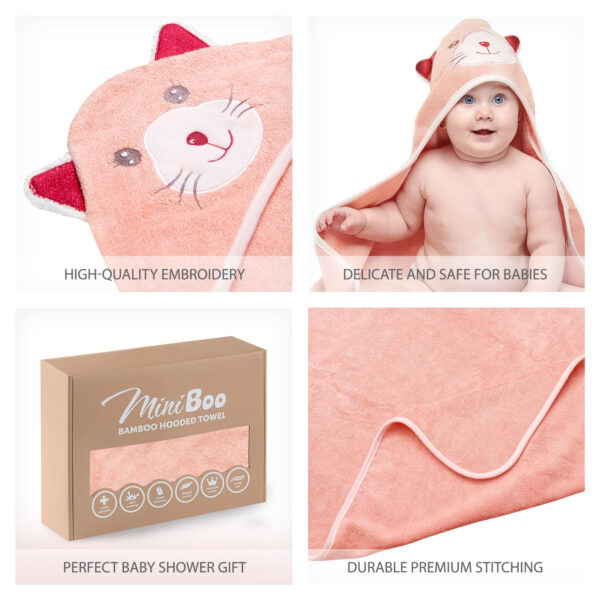 688af2afa1732fa776896a3d3139f3d9bac25c247b00eaf349efa.jpg MINIBOO Hooded Baby Towels for Newborn & Toddler - Super Soft Baby Bath Towels with Hood, Highly Absorbent Viscose Made from Bamboo Hooded Towel for Boys, Girls, Newborn Essentials.