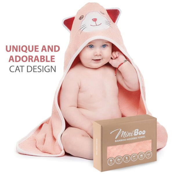 688af2b5e6e158c7e3eb4f4112d63b1b3efb5dbf19c96f139865a.jpg MINIBOO Hooded Baby Towels for Newborn & Toddler - Super Soft Baby Bath Towels with Hood, Highly Absorbent Viscose Made from Bamboo Hooded Towel for Boys, Girls, Newborn Essentials.