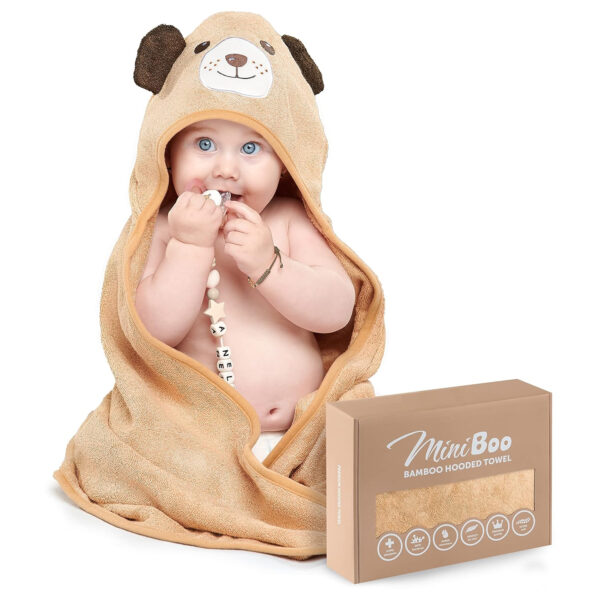 688af2c20fb466e27b267cae4be4592b56d0c1990e221c8e395a0.jpg MINIBOO Hooded Baby Towels for Newborn & Toddler - Super Soft Baby Bath Towels with Hood, Highly Absorbent Viscose Made from Bamboo Hooded Towel for Boys, Girls, Newborn Essentials.