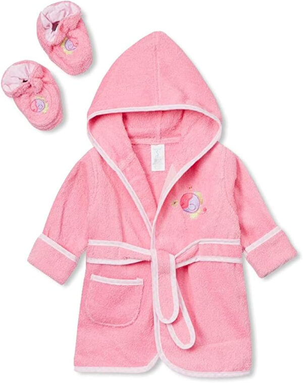 Spasilk 100% Cotton Hooded Terry Bathrobe with Booties Baby One Size Gifts — Shower