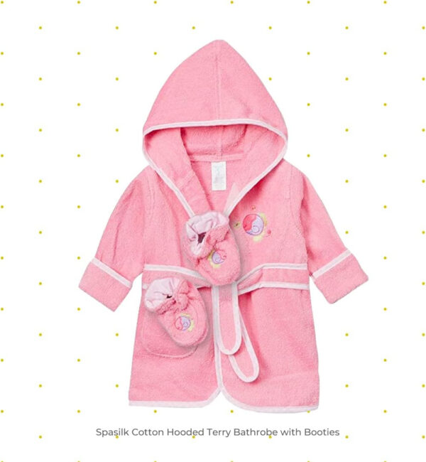Spasilk 100% Cotton Hooded Terry Bathrobe with Booties Baby One Size Gifts — Shower