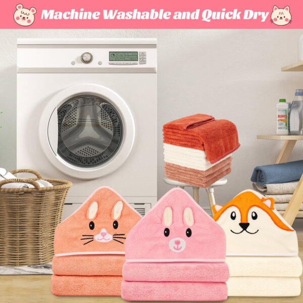 688af4bc3555239c41ad4db2425bf95b1f1da27c1de02fd3d355b.jpg 31x31 Inch Baby Hooded Towels, 12Pcs Bath Towels for Girls, Washcloth Set with Cute Design, Shower Towel Gift for Newborns, Infants and Toddlers