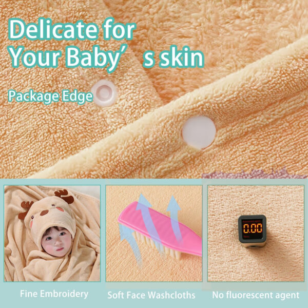 Toddler Hooded Bath Towel, 27.5"X55" Girl Boy Robe with Hood 1-6,Soft Absorbent Baby Bath Towels, Highly Absorbent Bathrobe Blanket Kids Shower Gifts,Toallas de Baño para Bebe