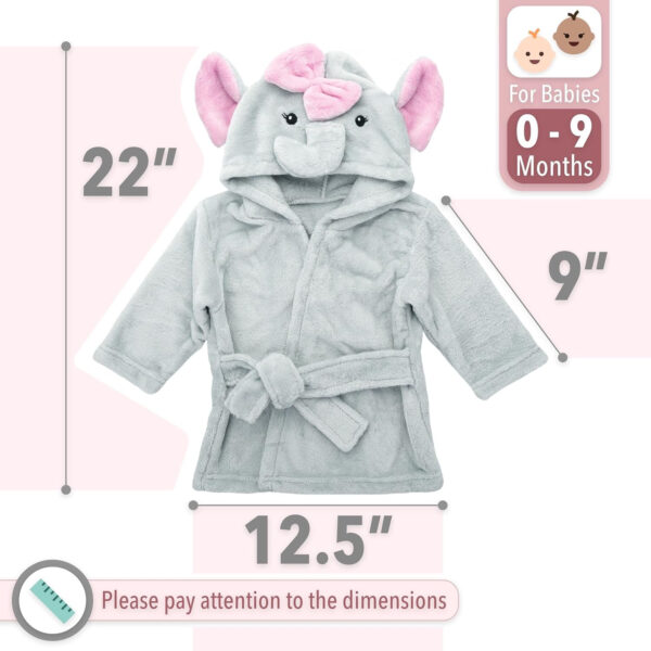 Mr. Pen Baby Animal Face Robe - Unisex, 0-9 Month, Plush, Elephant, Hooded Towel