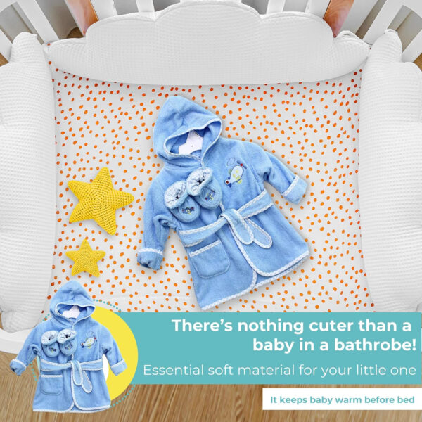 Spasilk Hooded Terry Bathrobe with Booties, Blue Plane, One Size