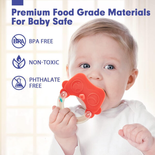 hahaland Baby Toys 0-6 Months - Baby Rattles Teething Toys 3-6 Month, Infant Toys 6-12 Months, Rattle Teether Grasping Shaker Toy Babies 3 4 5 6 Month Old Must Haves, Montessori Newborn Neutral Gifts