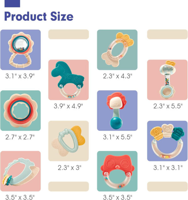 hahaland Baby Toys 0-6 Months - Baby Rattles Teething Toys 3-6 Month, Infant Toys 6-12 Months, Rattle Teether Grasping Shaker Toy Babies 3 4 5 6 Month Old Must Haves, Montessori Newborn Neutral Gifts