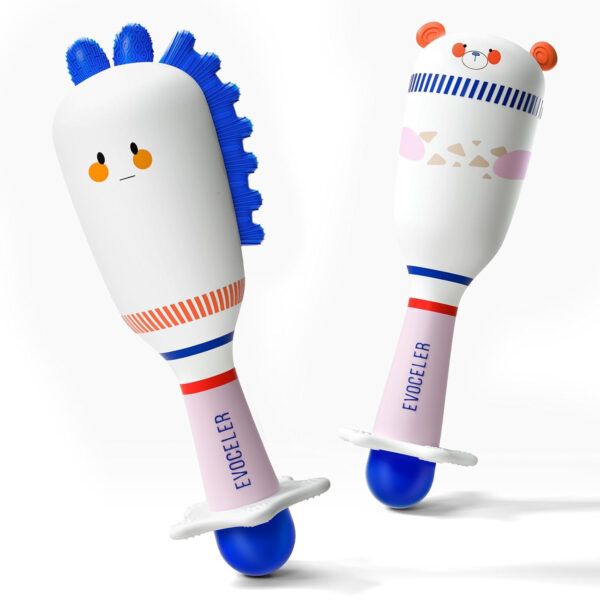 Evoceler Baby Toys, 2 Pac Dinosaur Rattles & Shaker Toys with Teether, Baby Maracas Sensory Toys for 0+M Babies, Soft Silicone BPA Free, Perfect Size for Grasp and Shake, Ideal Baby Boy Girl Toy Gift