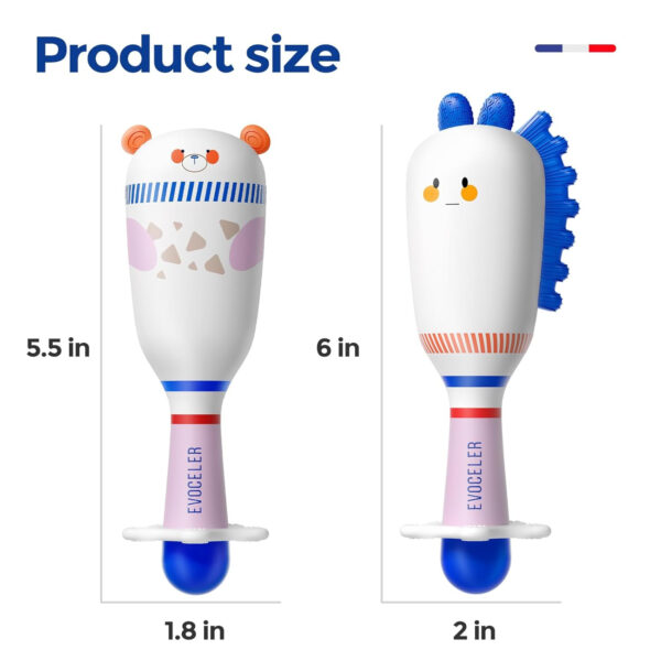 Evoceler Baby Toys, 2 Pac Dinosaur Rattles & Shaker Toys with Teether, Baby Maracas Sensory Toys for 0+M Babies, Soft Silicone BPA Free, Perfect Size for Grasp and Shake, Ideal Baby Boy Girl Toy Gift