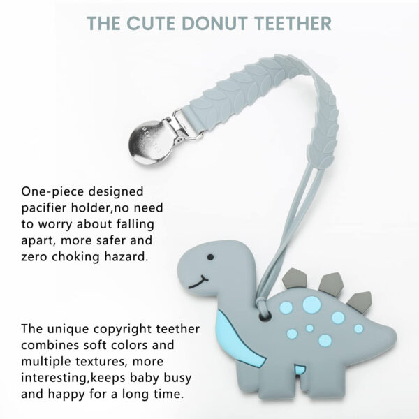 688b049bca5fbc81df22b3bf5044ffb68f5115ccfa33958cb332e.jpg Teething Toys for Babies 0-6 6-12 Months Baby Teethers with Clip Silicone Baby Teether Toys for Boys and Girls Infant Teething Relief for Teething Dinosaur Shape, Gray