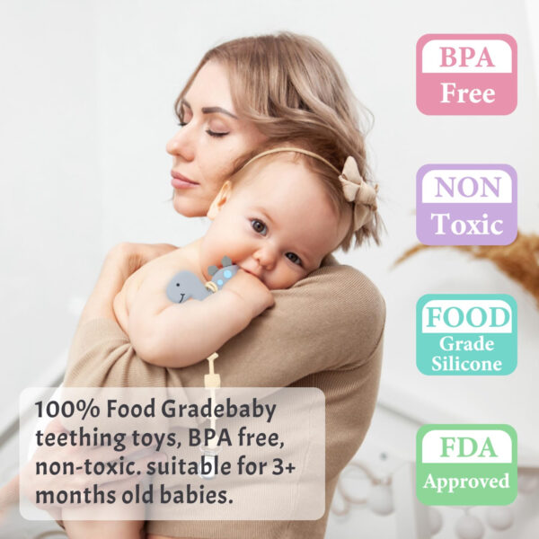 688b04a71dee3629b43c74f8d165d3ab692c5e1bc02c3a673e3fb.jpg Teething Toys for Babies 0-6 6-12 Months Baby Teethers with Clip Silicone Baby Teether Toys for Boys and Girls Infant Teething Relief for Teething Dinosaur Shape, Gray