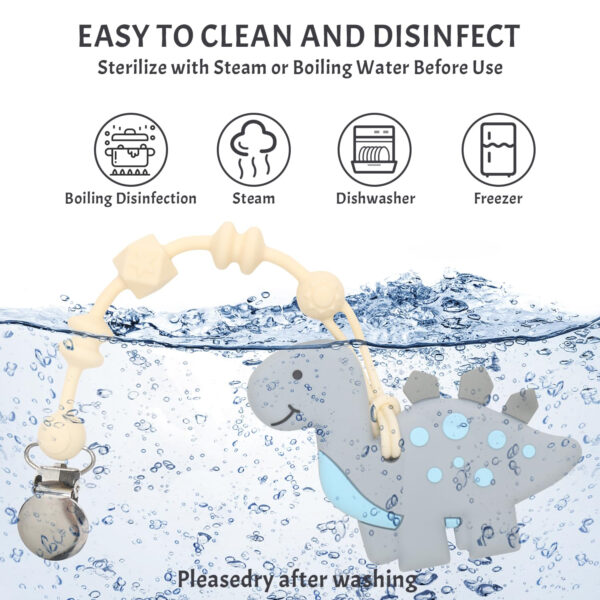 688b04aac6492248d1f5f449cb68b1d38086e6d05da4fa0a75e03.jpg Teething Toys for Babies 0-6 6-12 Months Baby Teethers with Clip Silicone Baby Teether Toys for Boys and Girls Infant Teething Relief for Teething Dinosaur Shape, Gray