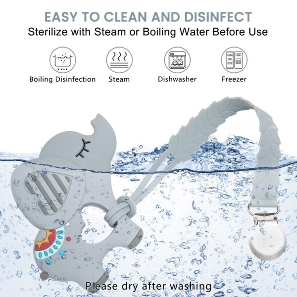 688b04b2410369de51ced0628f5d95299a70457e331f17dfdf1de.jpg Teething Toys for Babies 0-6 6-12 Months Baby Teethers with Clip Silicone Baby Teether Toys for Boys and Girls Infant Teething Relief for Teething Dinosaur Shape, Gray