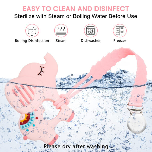 688b04bb4fb503afe2b69bdad531e1614cb416e1fa78f802a38e6.jpg Teething Toys for Babies 0-6 6-12 Months Baby Teethers with Clip Silicone Baby Teether Toys for Boys and Girls Infant Teething Relief for Teething Dinosaur Shape, Gray