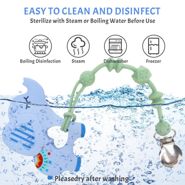 688b04d18145ec95c301d7649498c37e78f3093fe158e82875077.jpg Teething Toys for Babies 0-6 6-12 Months Baby Teethers with Clip Silicone Baby Teether Toys for Boys and Girls Infant Teething Relief for Teething Dinosaur Shape, Gray