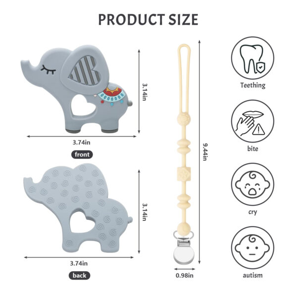 688b04d4077f7d567613c1c2e8be177984795d8c041f90566edca.jpg Teething Toys for Babies 0-6 6-12 Months Baby Teethers with Clip Silicone Baby Teether Toys for Boys and Girls Infant Teething Relief for Teething Dinosaur Shape, Gray