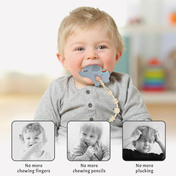688b04d553c3ac1e7a9013e06954423d0c24630ad1e6982b64eb1.jpg Teething Toys for Babies 0-6 6-12 Months Baby Teethers with Clip Silicone Baby Teether Toys for Boys and Girls Infant Teething Relief for Teething Dinosaur Shape, Gray