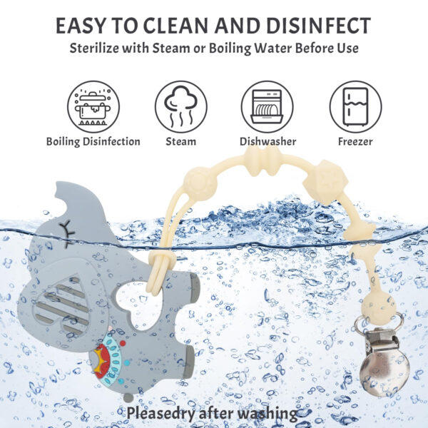 688b04db22489dbc26beb9f81ea7ce0e27e8e8431c424a9f58141.jpg Teething Toys for Babies 0-6 6-12 Months Baby Teethers with Clip Silicone Baby Teether Toys for Boys and Girls Infant Teething Relief for Teething Dinosaur Shape, Gray