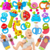 AZEN 18Pcs Baby Toys 6 to 12 Months, Baby Rattles 6-12 Months, Newborn Infant Toys 6-12 Month