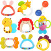 MOONTOY 12pcs Baby Rattles for Babies 0-6 Months Teething Toys 3-6 Months, Newborn Infant Teethers Baby Toys 6-12 Months, Montessori Baby Easter Basket Stuffers Gifts 1 2 3 4 5 6 7 9 10 Month Boy Girl