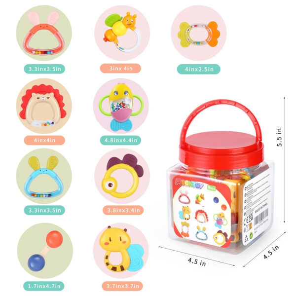 MOONTOY 12pcs Baby Rattles for Babies 0-6 Months Teething Toys 3-6 Months, Newborn Infant Teethers Baby Toys 6-12 Months, Montessori Baby Easter Basket Stuffers Gifts 1 2 3 4 5 6 7 9 10 Month Boy Girl