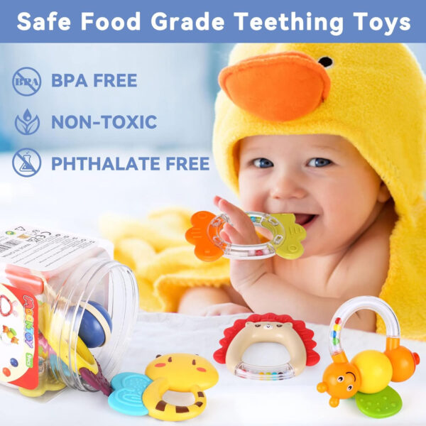 MOONTOY 12pcs Baby Rattles for Babies 0-6 Months Teething Toys 3-6 Months, Newborn Infant Teethers Baby Toys 6-12 Months, Montessori Baby Easter Basket Stuffers Gifts 1 2 3 4 5 6 7 9 10 Month Boy Girl