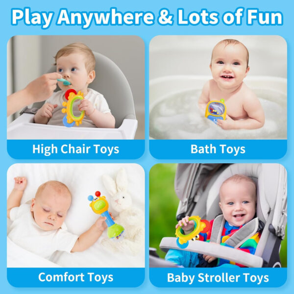 MOONTOY 12pcs Baby Rattles for Babies 0-6 Months Teething Toys 3-6 Months, Newborn Infant Teethers Baby Toys 6-12 Months, Montessori Baby Easter Basket Stuffers Gifts 1 2 3 4 5 6 7 9 10 Month Boy Girl