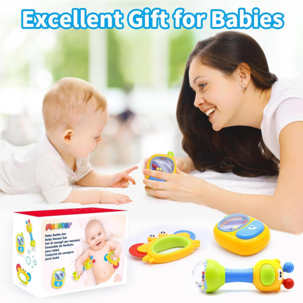 MOONTOY 12pcs Baby Rattles for Babies 0-6 Months Teething Toys 3-6 Months, Newborn Infant Teethers Baby Toys 6-12 Months, Montessori Baby Easter Basket Stuffers Gifts 1 2 3 4 5 6 7 9 10 Month Boy Girl