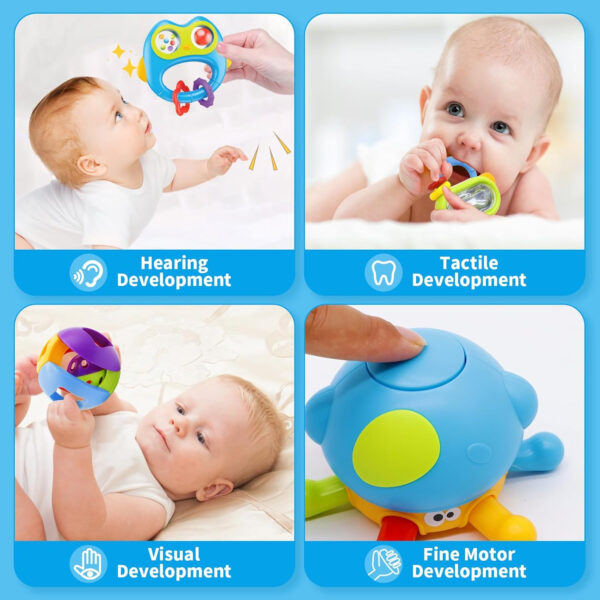 MOONTOY 12pcs Baby Rattles for Babies 0-6 Months Teething Toys 3-6 Months, Newborn Infant Teethers Baby Toys 6-12 Months, Montessori Baby Easter Basket Stuffers Gifts 1 2 3 4 5 6 7 9 10 Month Boy Girl