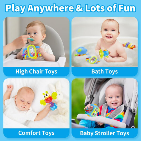 MOONTOY 12pcs Baby Rattles for Babies 0-6 Months Teething Toys 3-6 Months, Newborn Infant Teethers Baby Toys 6-12 Months, Montessori Baby Easter Basket Stuffers Gifts 1 2 3 4 5 6 7 9 10 Month Boy Girl