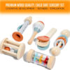 Montessori Mama Baby Rattle and Musical Set, 6 Piece Wooden Infant Toy