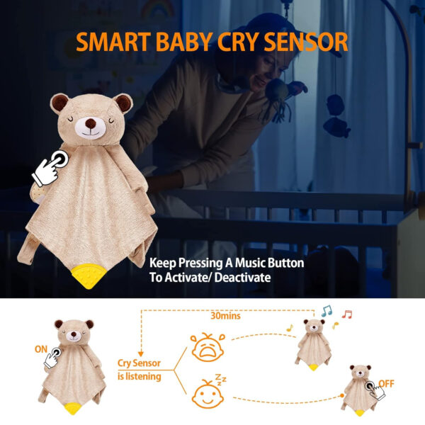 BEREST Baby Cry Sensor Sleep Soother, Heartbeat Bear Blanket Comforter Toy, Reduce Night Time Wake Ups, Helps Newborns Go to Sleep Faster & Stay Asleep Longer, Great Nursery Decor Infants Shower Gifts