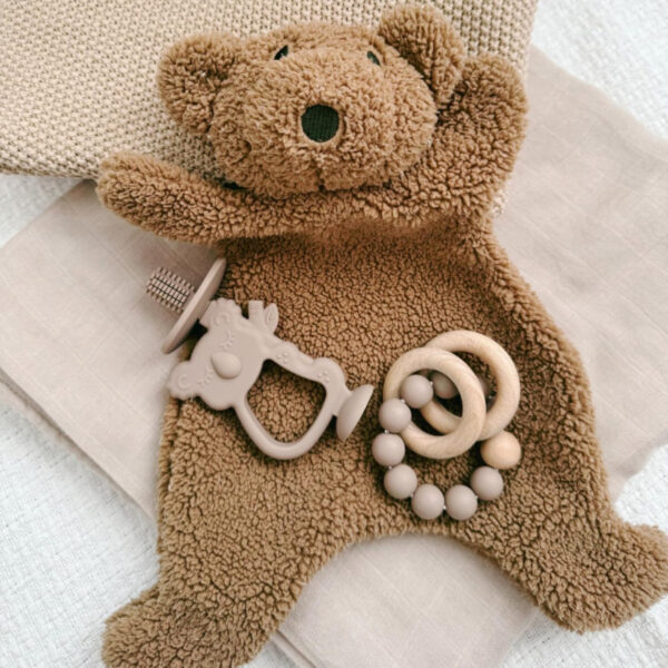 Teddy Bear Lovey Comforter Toy for Babies, Snuggle Toy Baby Girl & Boy, Nursery Soft Little Lovie for Newborns and up, Cuddly Plush Security Blanket Infants 0-6 Months, 12inch (Brown Bear)
