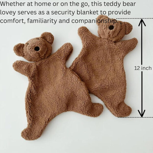 Teddy Bear Lovey Comforter Toy for Babies, Snuggle Toy Baby Girl & Boy, Nursery Soft Little Lovie for Newborns and up, Cuddly Plush Security Blanket Infants 0-6 Months, 12inch (Brown Bear)
