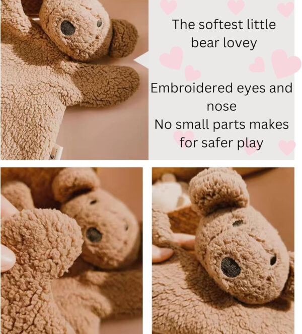 Teddy Bear Lovey Comforter Toy for Babies, Snuggle Toy Baby Girl & Boy, Nursery Soft Little Lovie for Newborns and up, Cuddly Plush Security Blanket Infants 0-6 Months, 12inch (Brown Bear)