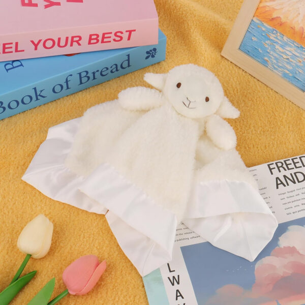 688b0a3a5c2645d6d90ac4fa6ba8cac41a12f13ae40f423da967e.jpg Apricot Lamb Stuffed Animals Soft Security Blanket White Lamb Infant Nursery Character Blanket Luxury Snuggler Plush(White Lamb, 14 Inches)