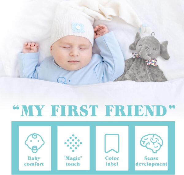 Elephant Baby Lovey for Unisex Newborn Baby Security Blanket for Boys and Girls,Soft Lovie Baby Gifts Multi-Purpose Stuff Snuggle Toy,Elephant Stuffed Animal Grey