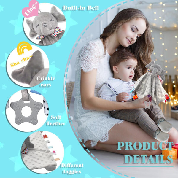 Elephant Baby Lovey for Unisex Newborn Baby Security Blanket for Boys and Girls,Soft Lovie Baby Gifts Multi-Purpose Stuff Snuggle Toy,Elephant Stuffed Animal Grey