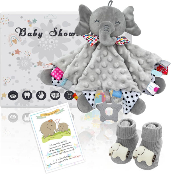 Elephant Baby Lovey for Unisex Newborn Baby Security Blanket for Boys and Girls,Soft Lovie Baby Gifts Multi-Purpose Stuff Snuggle Toy,Elephant Stuffed Animal Grey