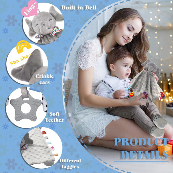 Elephant Baby Lovey for Unisex Newborn Baby Security Blanket for Boys and Girls,Soft Lovie Baby Gifts Multi-Purpose Stuff Snuggle Toy,Elephant Stuffed Animal Grey