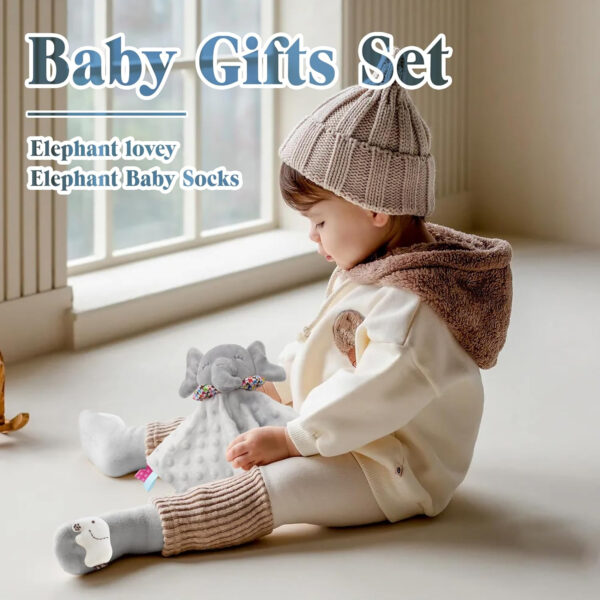 Elephant Baby Lovey for Unisex Newborn Baby Security Blanket for Boys and Girls,Soft Lovie Baby Gifts Multi-Purpose Stuff Snuggle Toy,Elephant Stuffed Animal Grey