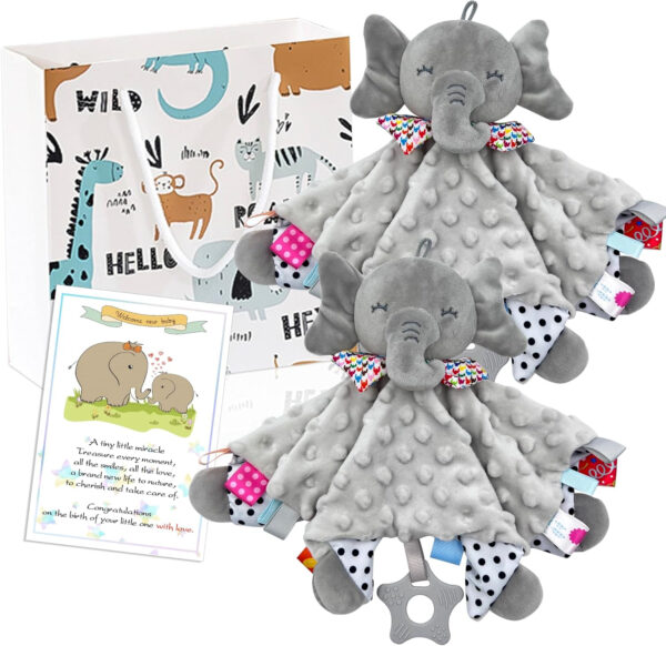 Elephant Baby Lovey for Unisex Newborn Baby Security Blanket for Boys and Girls,Soft Lovie Baby Gifts Multi-Purpose Stuff Snuggle Toy,Elephant Stuffed Animal Grey