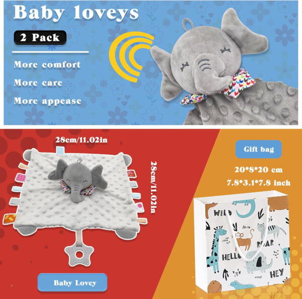 Elephant Baby Lovey for Unisex Newborn Baby Security Blanket for Boys and Girls,Soft Lovie Baby Gifts Multi-Purpose Stuff Snuggle Toy,Elephant Stuffed Animal Grey