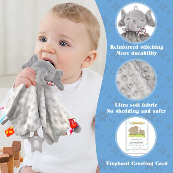 Elephant Baby Lovey for Unisex Newborn Baby Security Blanket for Boys and Girls,Soft Lovie Baby Gifts Multi-Purpose Stuff Snuggle Toy,Elephant Stuffed Animal Grey