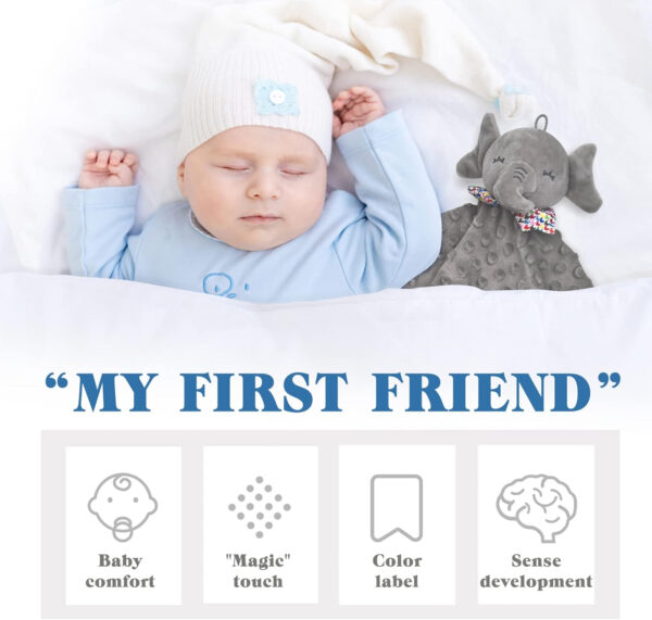 Elephant Baby Lovey for Unisex Newborn Baby Security Blanket for Boys and Girls,Soft Lovie Baby Gifts Multi-Purpose Stuff Snuggle Toy,Elephant Stuffed Animal Grey