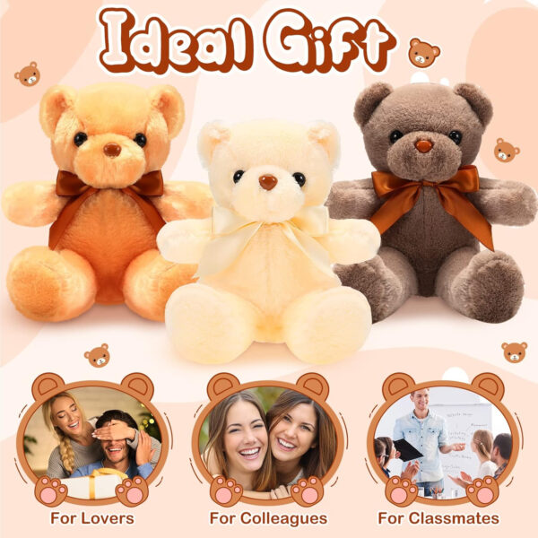 HyDren 18 Pieces Bear Stuffed Animals Bulk 12 Inches Soft Plush Bears Bulk Bears Toys for Girls Boys Graduation Birthday Wedding Baby Shower Party Favor(Sweet,White, Light Brown, Dark Brown)