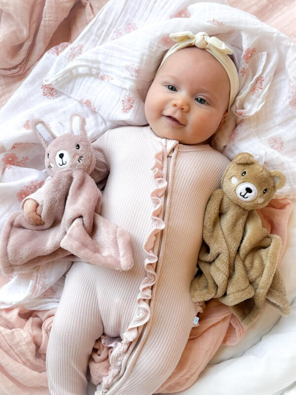 Loveys for Babies - Ultra-Soft Baby Lovey & Security Blankets for Babies, 12x12, Bunny & Bear, Soothing Comforter, Machine Washable, Perfect, Stroller & Bedtime Companion (Brown Bear)