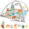 The Peanutshell Unisex Baby Play Gym & 7-in-1 Play Mat - Playmat Baby Toys 0-6, 6-12 Months Tummy Time Mat with Hanging Toys, Soft Padded for Newborns, Infants - Safari