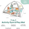 The Peanutshell Unisex Baby Play Gym & 7-in-1 Play Mat - Playmat Baby Toys 0-6, 6-12 Months Tummy Time Mat with Hanging Toys, Soft Padded for Newborns, Infants - Safari